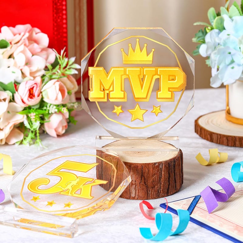 Anglechic 6 Pack Sports Trophy Acrylic Award Medals 4.72 x 4.72 Inch Sports Contest Trophies Bulk Plaques Team Prize Gift Trophies for Competition - Image 4